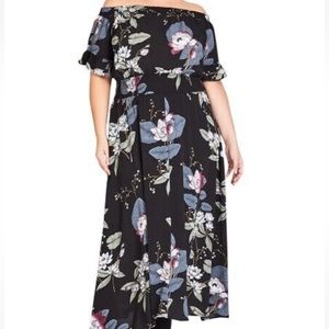City Chic Blossom Fest Maxi off shoulder dress S/16 NWT